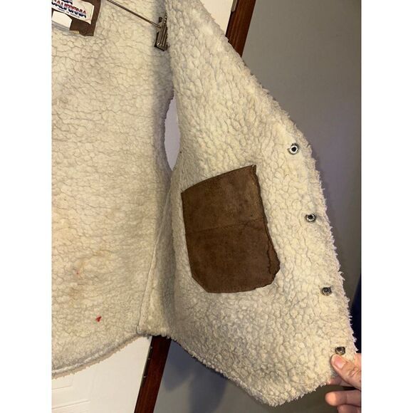 BAJA California Vintage Leather Sherpa Lined Vest  Size XL - Picture 8 of 12